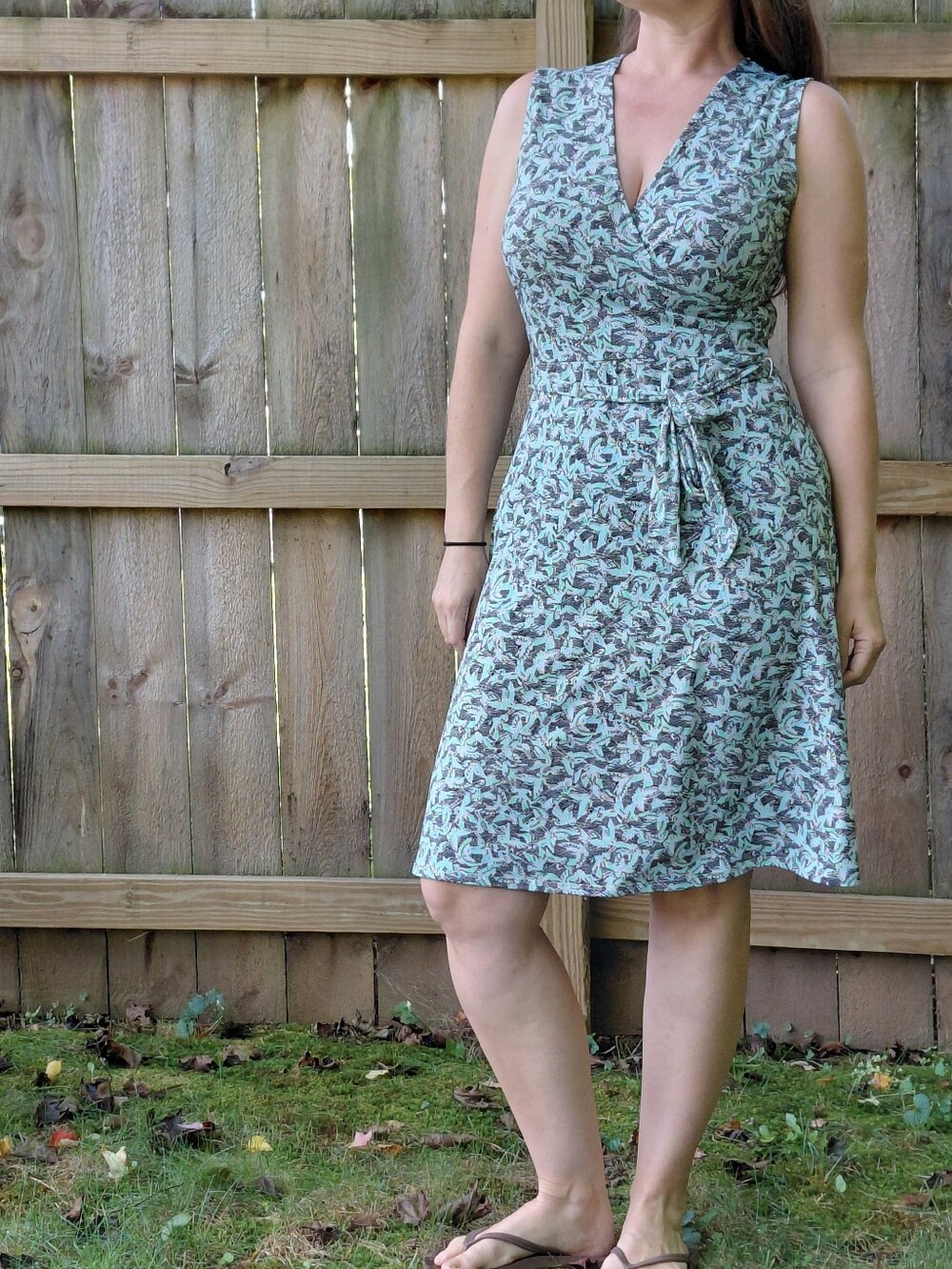 Women’s Green Printed Wrap Dress - Lightweight Fall Style